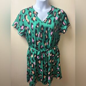 Vibrant Green Leopard Print Mini Dress